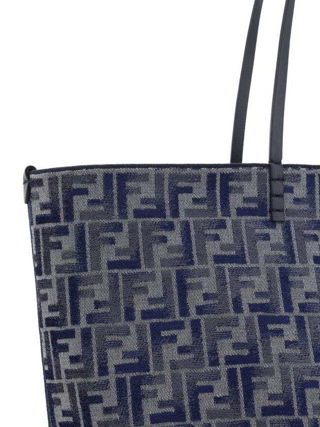 Roll FF Chenille Shopper Large Tote Bag Dark Blue - FENDI - BALAAN 5