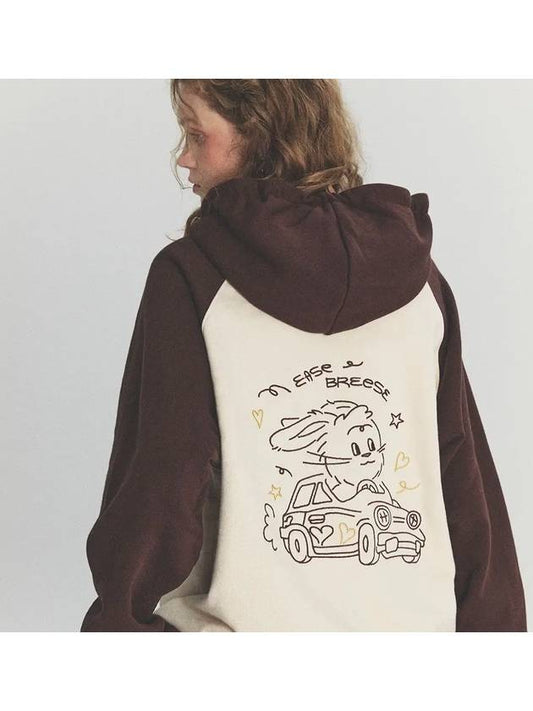 Drive Bunny Raglan Embroidered Hoodie Brown - CPGN STUDIO - BALAAN 1