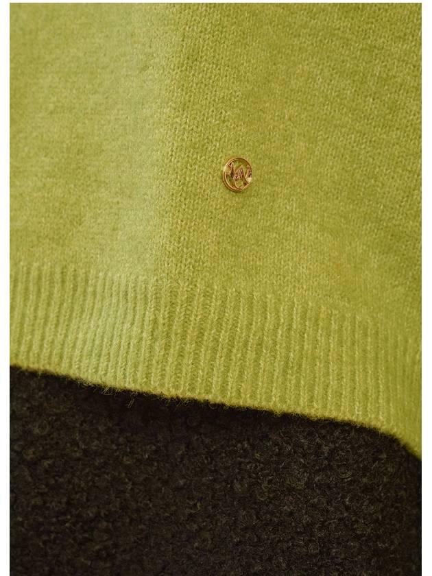 Women's Elated Wool Semi-Cropped Knit Top Light Green - MICANE - BALAAN 4