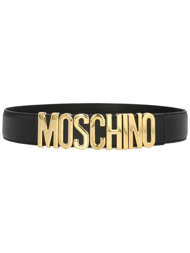 Women's Logo Leather Belt Black - MOSCHINO - BALAAN 1