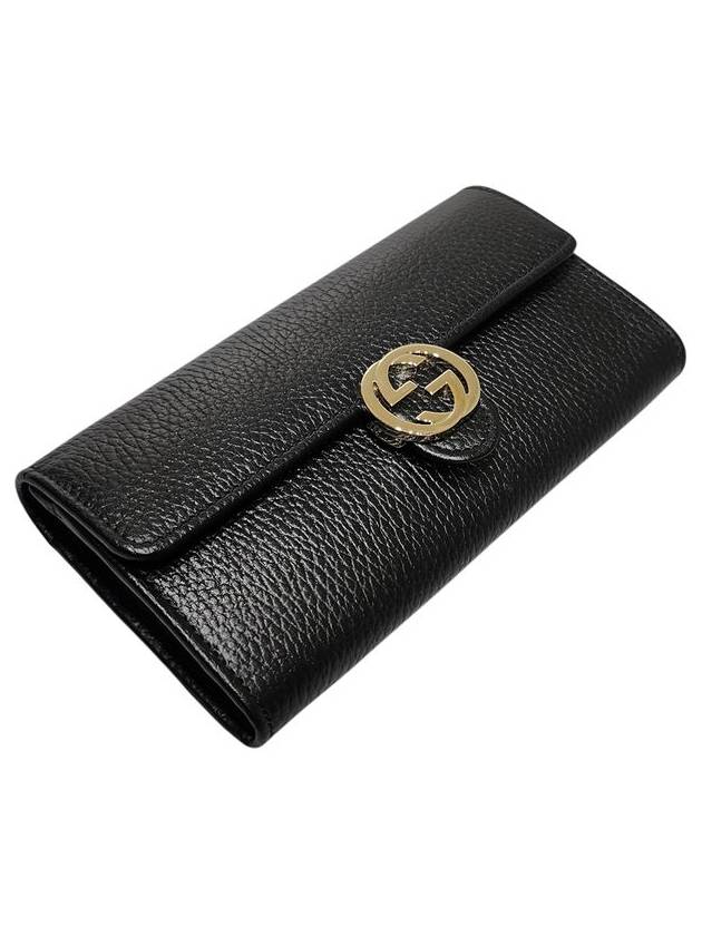 615524 GG interlocking black leather long wallet - GUCCI - BALAAN 3