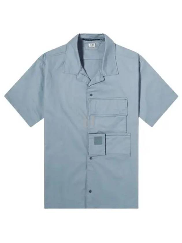 Metropolis Gabardine Short Sleeve Shirt Turbulence - CP COMPANY - BALAAN 2