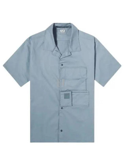 Metropolis Gabardine Short Sleeve Shirt Turbulence - CP COMPANY - BALAAN 2