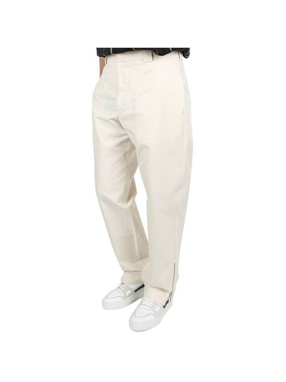 Zippered Tapered Cotton Straight Pants Ivory - JIL SANDER - BALAAN 2