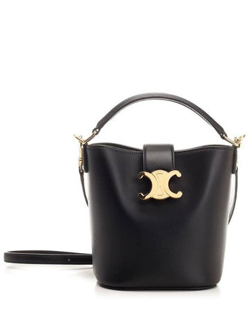 Louise Mini Smooth Calfskin Leather Bucket Bag Black - CELINE - BALAAN 1