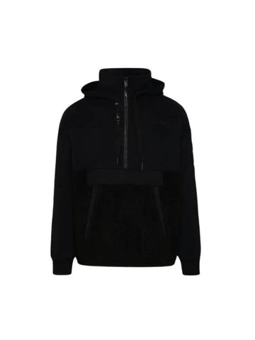 Embossed Puff Logo Patch Hoodie Black - MOOSE KNUCKLES - BALAAN 1