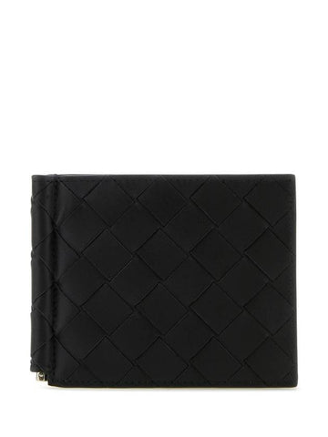 Intrecciato Money Clip Half Wallet Black - BOTTEGA VENETA - BALAAN 1