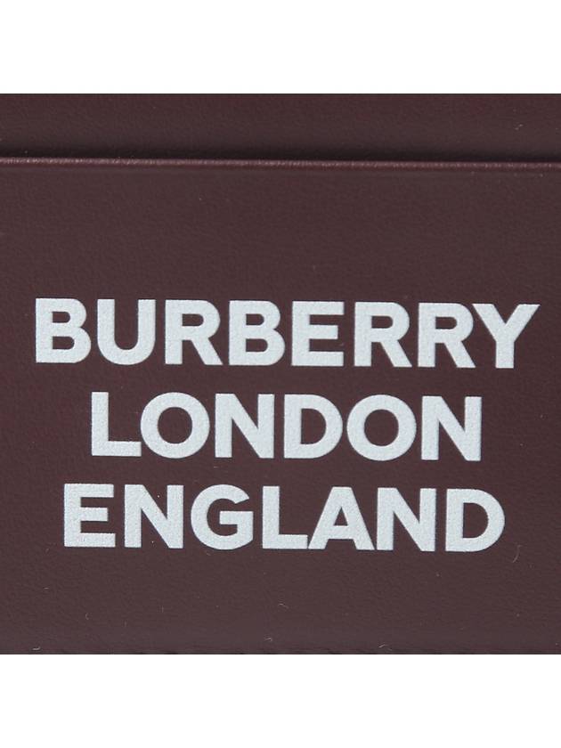 Logo Leather Card Wallet Burgundy - BURBERRY - BALAAN 5