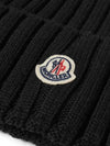 Women s Ribbed Patch Beanie Black 3B00008 A9327 999 - MONCLER - BALAAN 3