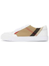 House Check Leather Sneakers Optic White - BURBERRY - BALAAN 5