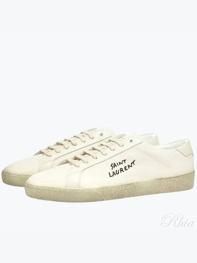 Court Classic SL/06 Embroidered Sneakers In Canvas And Leather Cream - SAINT LAURENT - BALAAN 2