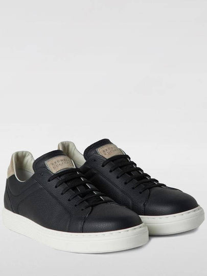 Logo Leather Low Top Sneakers Black - BRUNELLO CUCINELLI - BALAAN 2