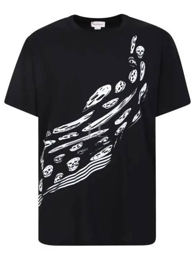 Wave Skull Print Short Sleeve T-Shirt Black - ALEXANDER MCQUEEN - BALAAN 2