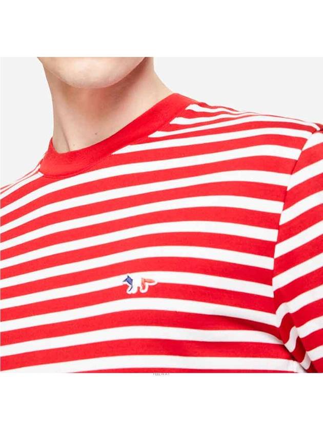 Fox Logo Stripe Long Sleeve T-Shirt Red - MAISON KITSUNE - BALAAN 6