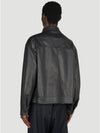 Triangle Logo Nappa Leather Zip Up Jacket Black - PRADA - BALAAN 5