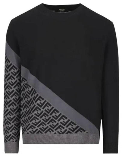 Diagonal Wool Knit Top Black - FENDI - BALAAN 2