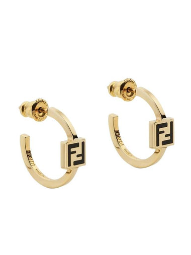 Forever Logo Earrings Gold Black - FENDI - BALAAN 1