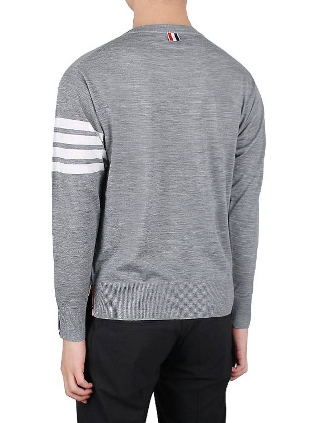 4 Bar Armband Classic Merino Wool Knit Top Light Grey - THOM BROWNE - BALAAN 5