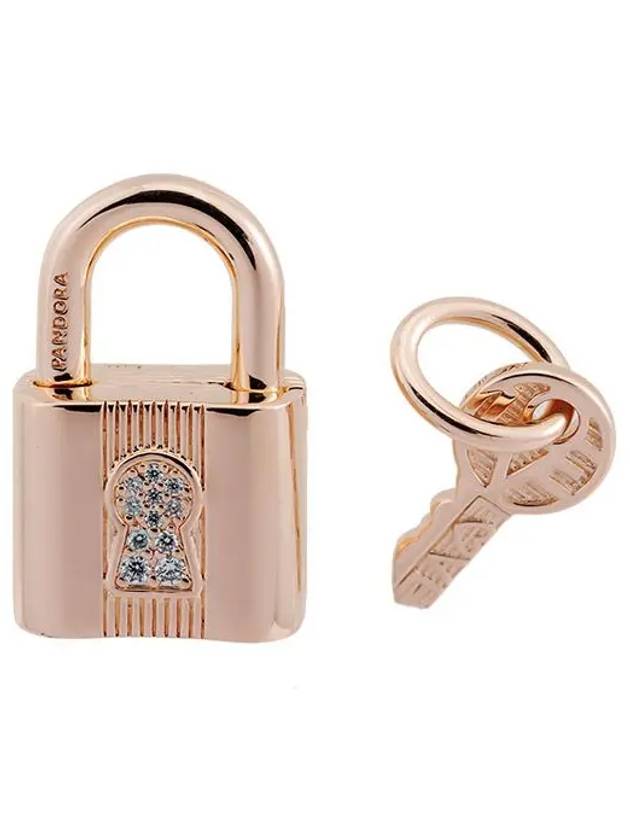 Women's Padlock Key Dangle Bracelet Charm Rose Gold - PANDORA - BALAAN 2