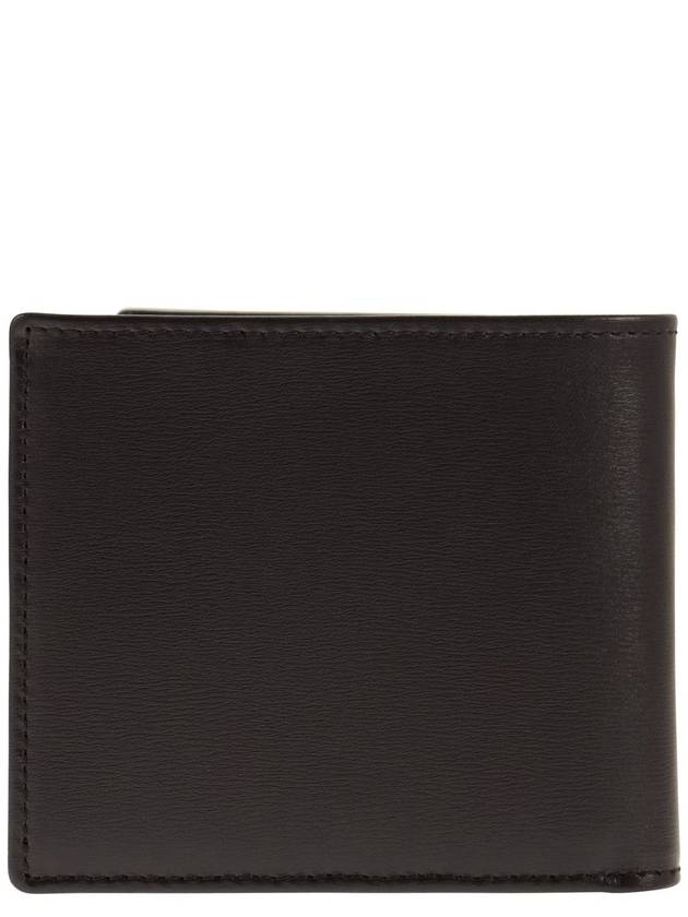 Men's Logo Plaque Leather Half Wallet Black - TOD'S - BALAAN 3