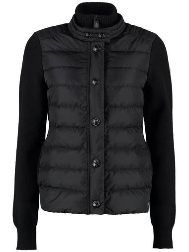 Women's Grenoble Logo Mix Padded Cardigan Black - MONCLER - BALAAN 1