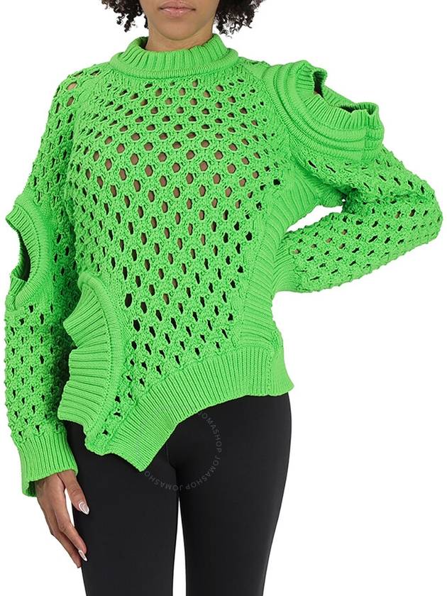 Stella McCartney Ladies Green Fluo Oversized Textured Mesh Sweater, Brand Size 40 (US Size 6) - STELLA MCCARTNEY - BALAAN 1