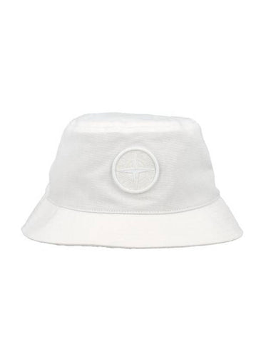 Logo Patch Bucket Hat White - STONE ISLAND - BALAAN 1