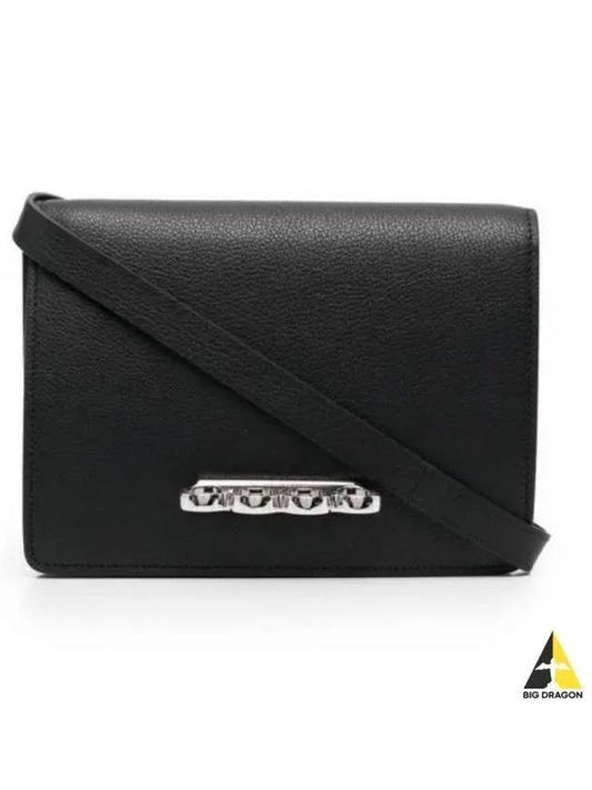 4-Ring Leather Clutch Bag Black - ALEXANDER MCQUEEN - BALAAN 2