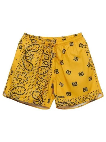 Signature swim shorts pants mustard black - RHUDE - BALAAN 1