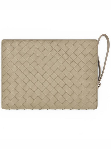 Intrecciato Zipper Small Clutch Bag Taupe - BOTTEGA VENETA - BALAAN 1