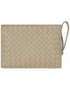 Intrecciato Zipper Small Clutch Bag Taupe - BOTTEGA VENETA - BALAAN 1