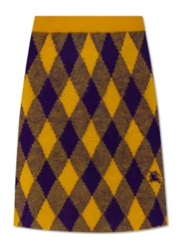 Argyle Check Pattern Knit A-Line Skirt Yellow - BURBERRY - BALAAN 2