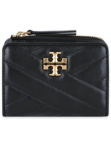 Women s Kira Chevron Bifold Zipper Half Wallet Black 153121 001 - TORY BURCH - BALAAN 1