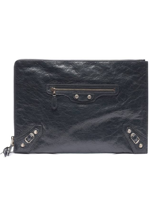 Classic Leather Clutch Bag Dark Grey - BALENCIAGA - BALAAN 3