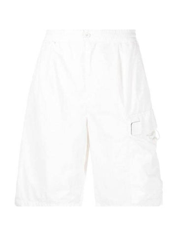 Flat Nylon Metropolis Logo Badge Cargo Shorts White - CP COMPANY - BALAAN 1