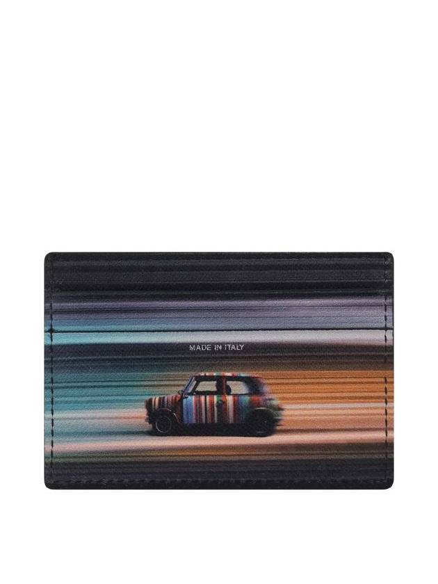 Men's Car Print Leather Card Wallet Black - PAUL SMITH - BALAAN 3