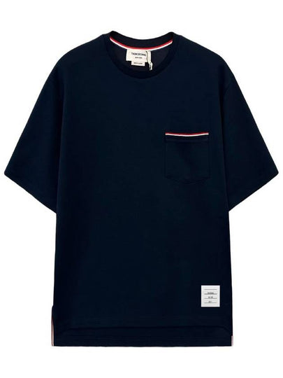 Cotton Oversized Pocket Short Sleeve T-Shirt Navy - THOM BROWNE - BALAAN 2