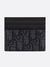 Oblique Jacquard Grain Leather Card Wallet Black - DIOR - BALAAN 3