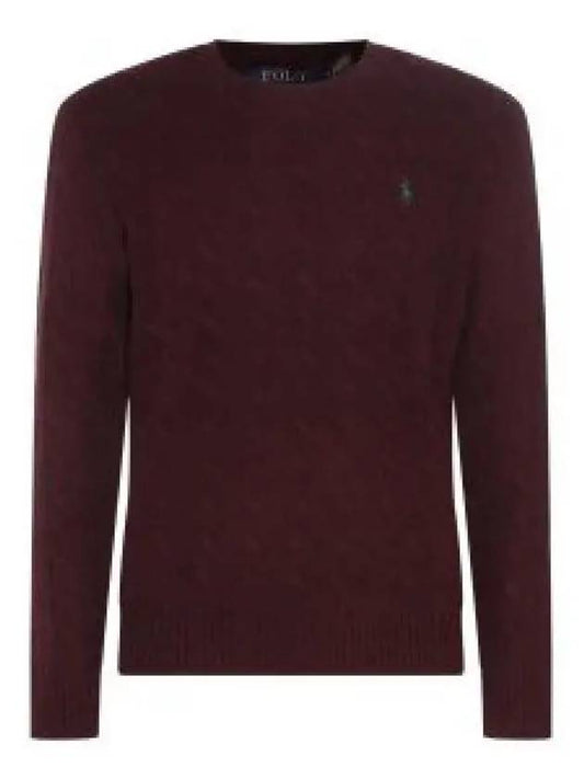 Embroid Logo Cable Knit Top Wine - POLO RALPH LAUREN - BALAAN 2