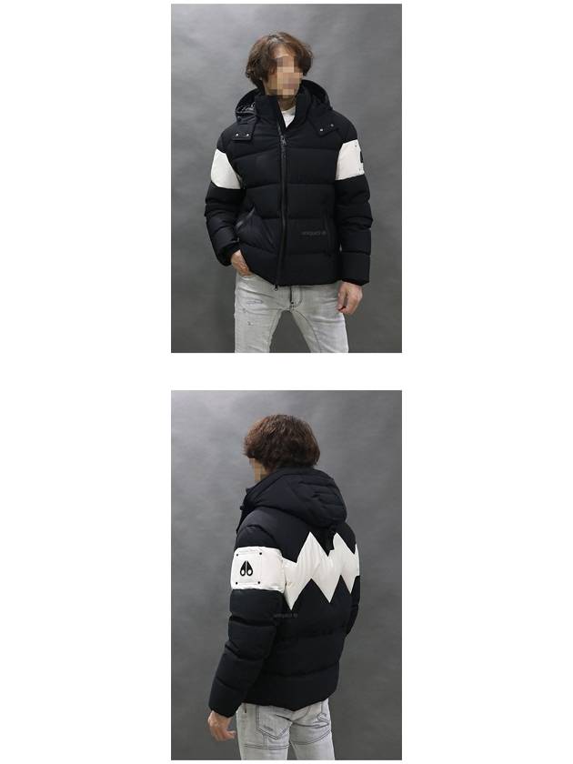 Men's Logo Patch Stripes Low Hooded Zip-up Padded Black - MOOSE KNUCKLES - BALAAN 3