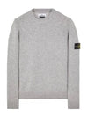 Logo Patch Crew Neck Wool Knit Top Grey Melange - STONE ISLAND - BALAAN 2