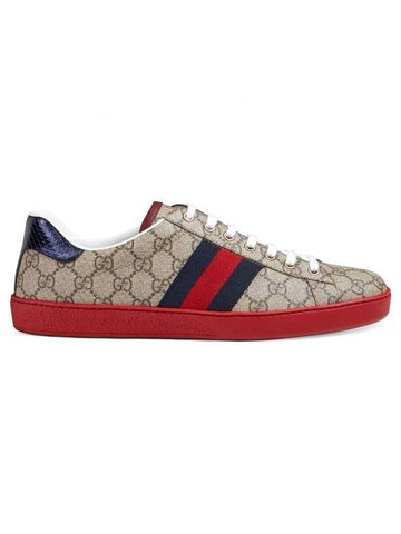 Ace GG Supreme Low Top Sneakers Beige Ebony - GUCCI - BALAAN 1