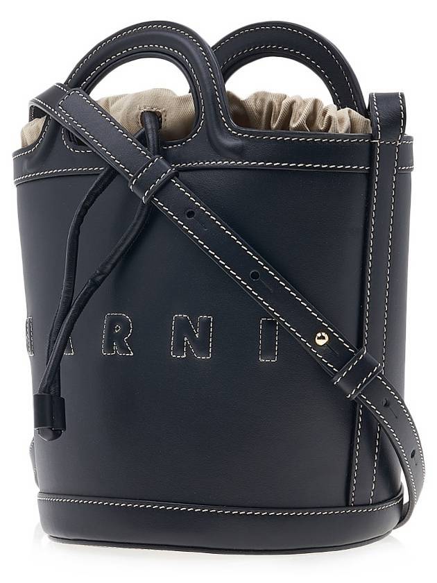 Tropicalia Leather Small Bucket Bag Black - MARNI - BALAAN 3