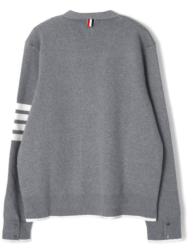 V-Neck Diagonal Armband Cardigan Grey - THOM BROWNE - BALAAN 4