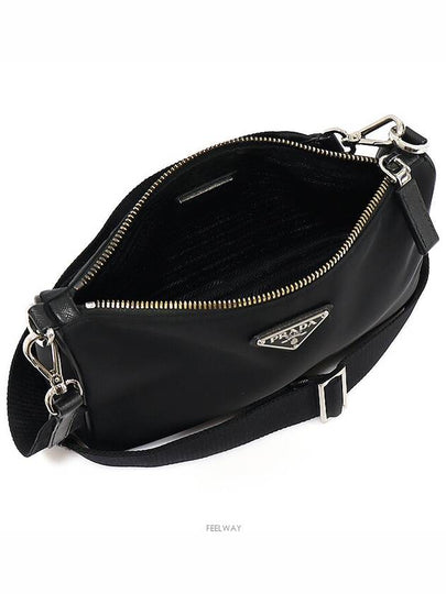 2VH113 Black Tesuto Re Nylon Saffiano Silver Triangle Cross Bag - PRADA - BALAAN 2