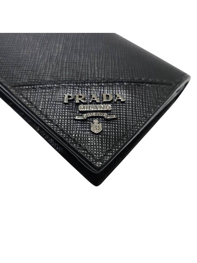 2MC122 Black Saffiano Lettering Logo Card Case - PRADA - BALAAN 6