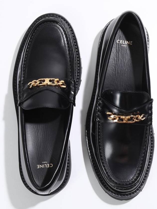 Triomphe Magaret Chain Chunky Leather Loafers Black - CELINE - BALAAN 4