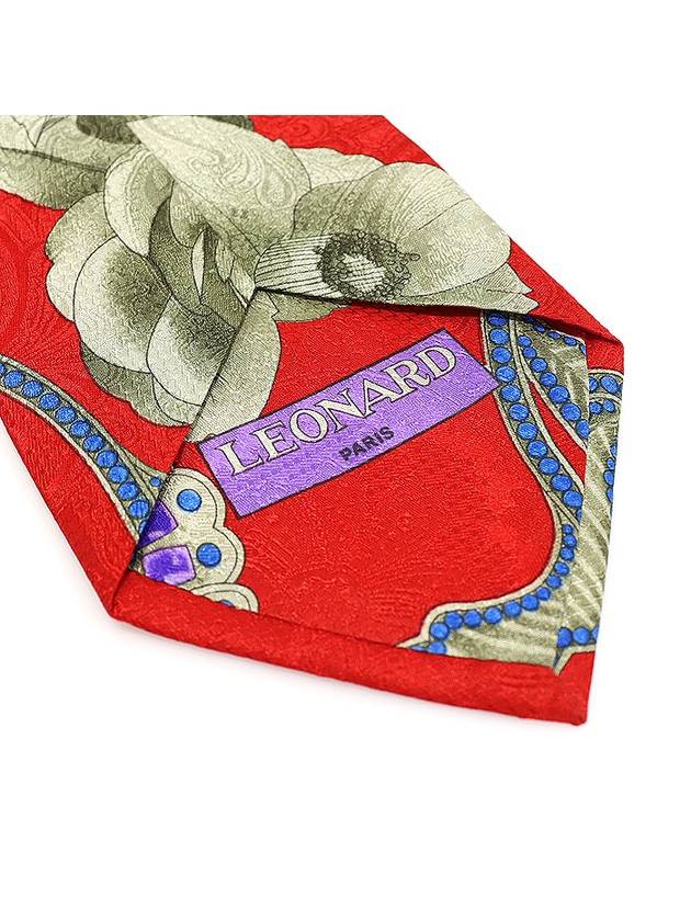 100 silk red flower pattern tie - LEONARD - BALAAN 6