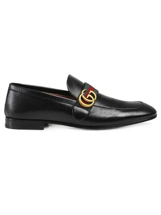 GG Horsebit Web Leather Loafers Black - GUCCI - BALAAN 1