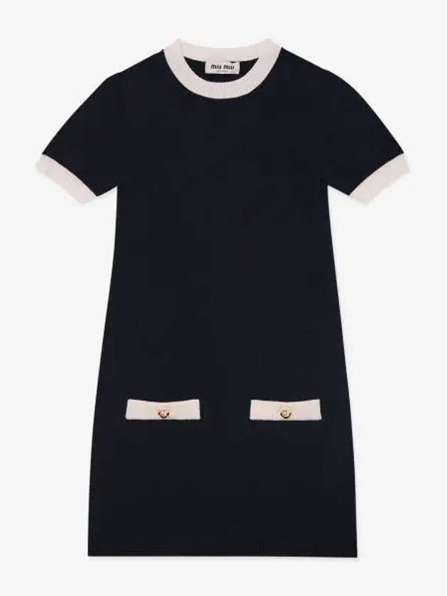 MIU Cashmere Mini Dress Navy MMA761F0008 - MIU MIU - BALAAN 1